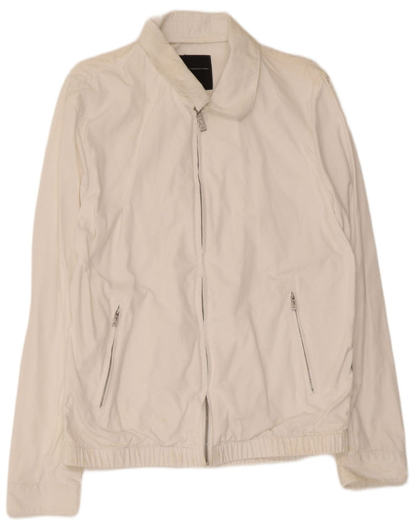 Sergio Tacchini Ανδρικό Bomber Jacket UK 40 μεγάλο λευκό βαμβακερό