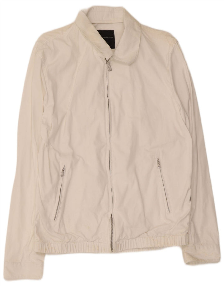 Sergio Tacchini Ανδρικό Bomber Jacket UK 40 μεγάλο λευκό βαμβακερό