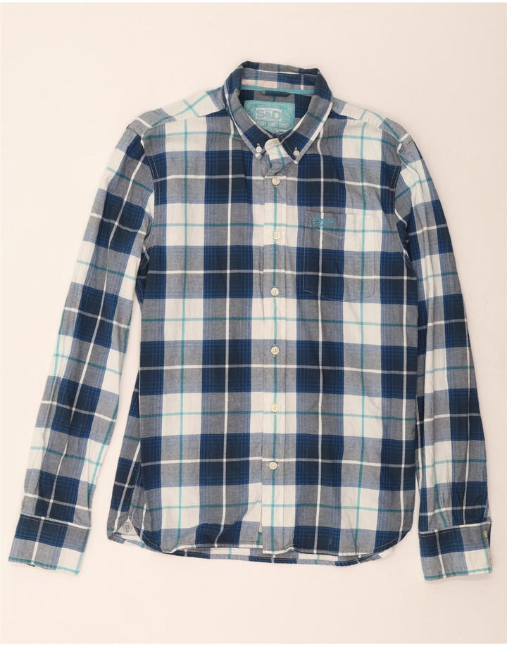 Ανδρικό φανελένιο πουκάμισο SUPERDRY XL Navy Blue Check Cotton