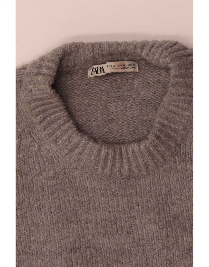 Ανδρικό πουλόβερ Zara με λαιμόκοψη μεσαίου γκρι πολυεστέρα
