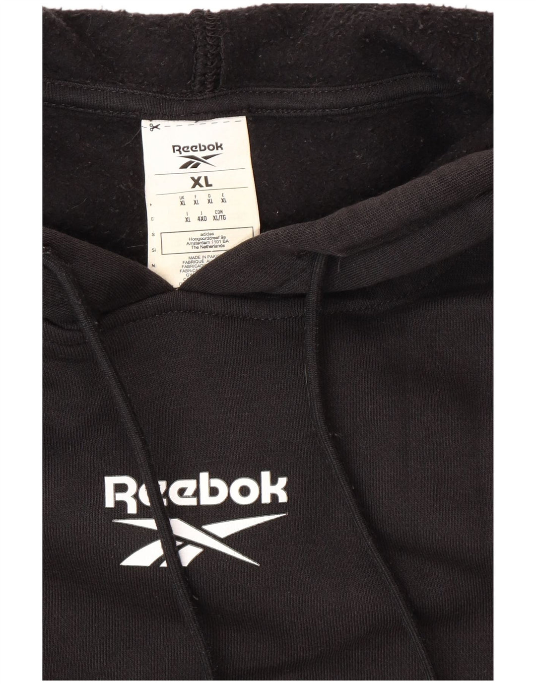 Ανδρικό γραφικό κουκούλα REEBOK XL Μαύρο βαμβακερό