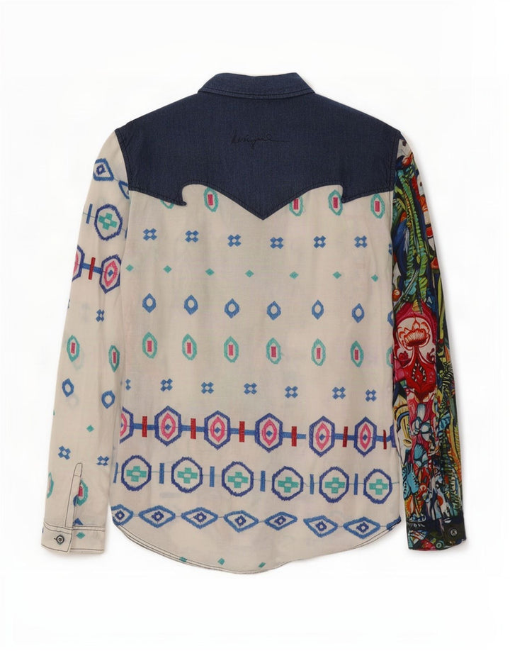 Desigual Γυναικείο γραφικό πουκάμισο UK 14 Μεγάλο πολύχρωμο γεωμετρικό