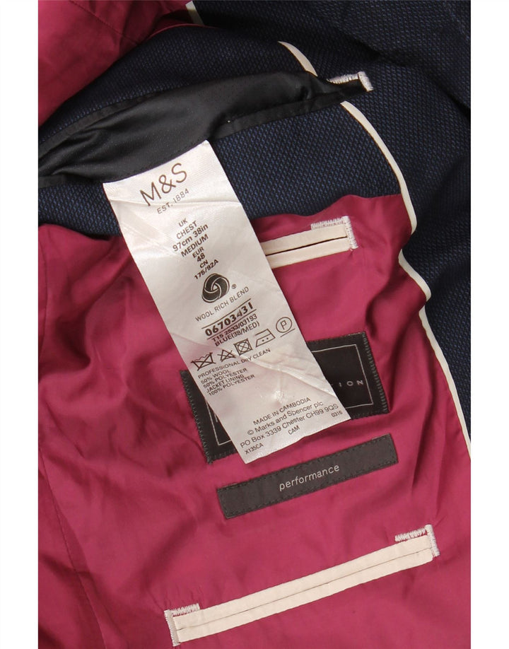 Marks & Spencer Ανδρικό μπλέιζερ με 2 κουμπιά μπουφάν UK 38 Medium Navy Blue Wool