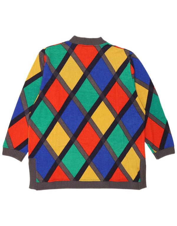 Vintage γυναικείο πουλόβερ με λαιμόκοψη UK 20 2XL πολύχρωμο γεωμετρικό