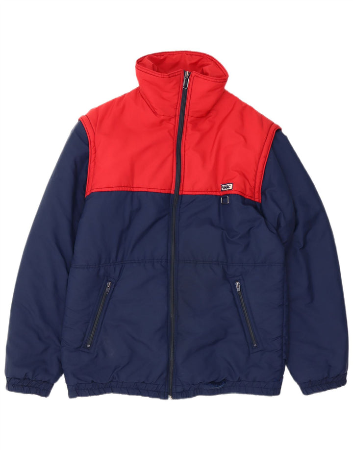 VINTAGE Ανδρικό μπουφάν με επένδυση UK 38 Medium Navy Blue Colorblock Πολυαμίδιο