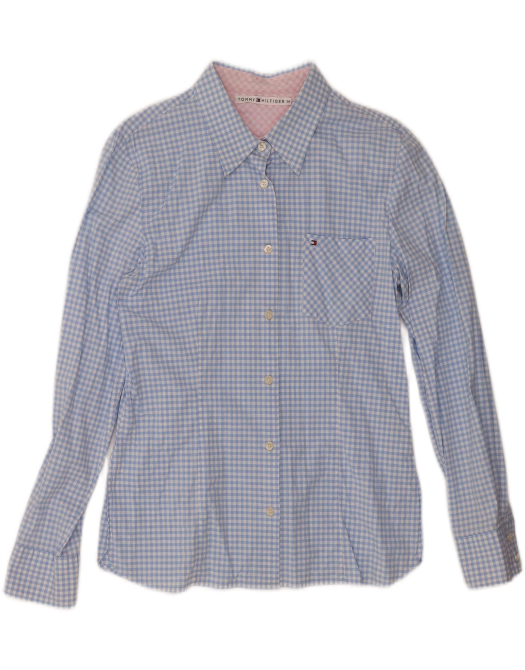 Tommy Hilfiger Γυναικείο Πουκάμισο UK 14 Large Blue Gingham Cotton