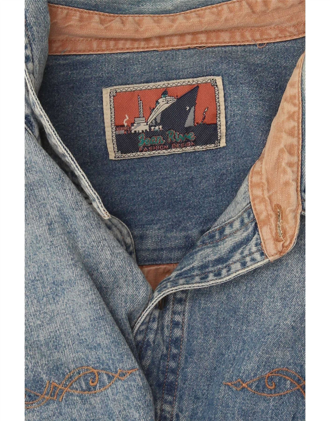 Ανδρικό τζιν πουκάμισο Jean Rive XL Blue Colourblock