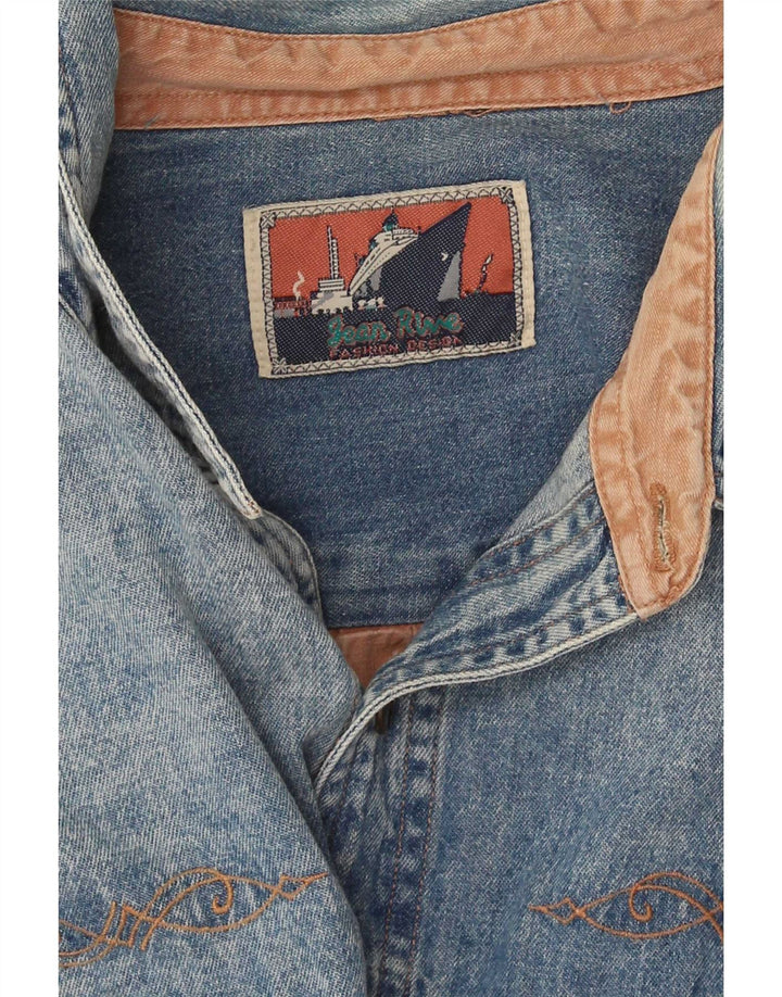 Ανδρικό τζιν πουκάμισο Jean Rive XL Blue Colourblock