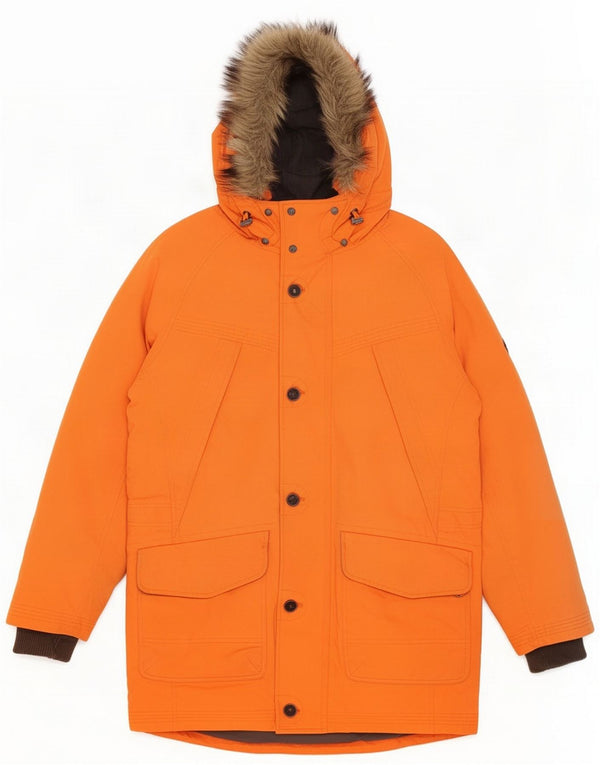 Timberland Ανδρικό μπουφάν Parka με κουκούλα UK 40 μεγάλο πορτοκαλί βαμβακερό