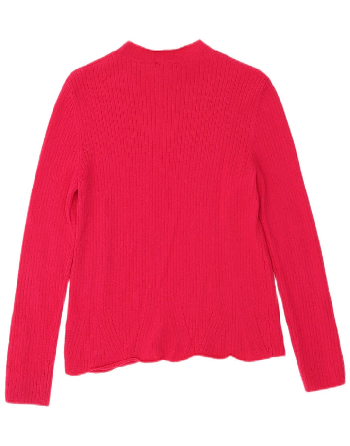Jigsaw Γυναικείο πουλόβερ με λαιμόκοψη UK 10 Small Pink Wool
