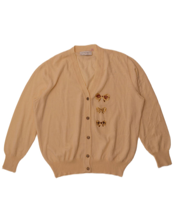 Vintage γυναικεία ζακέτα πουλόβερ UK 22 2XL Off White Μαλλί Merino