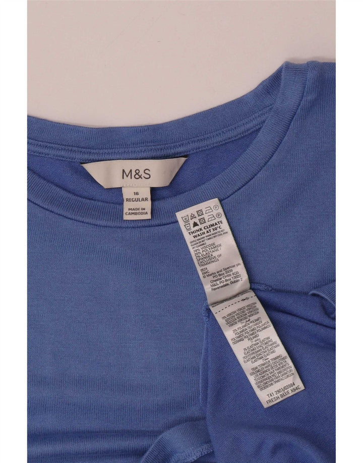 Marks & Spencer Γυναικείο τοπ μακρυμάνικο UK 16 μεγάλη μπλε βισκόζη