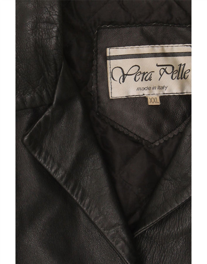 VINTAGE Womens Leather Jacket UK 20 2XL Black Leather Vintage Vintage and Second-Hand Vintage from Messina Hembry 