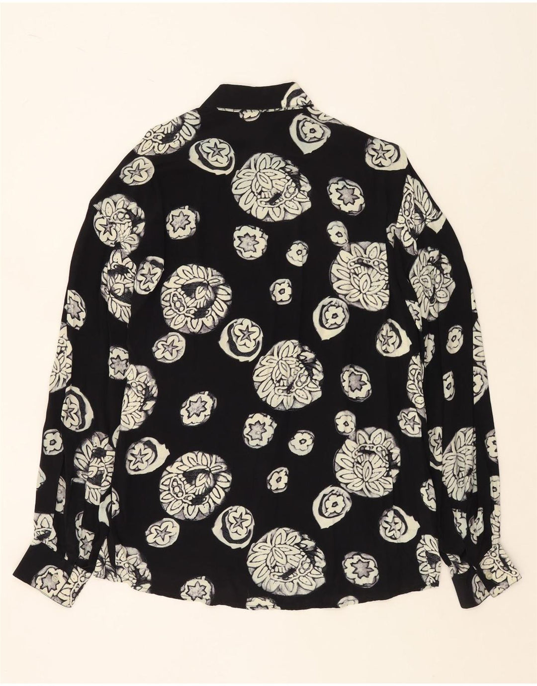 Ανδρικό πουκάμισο VINTAGE Μεγάλο μαύρο φλοράλ βισκόζη