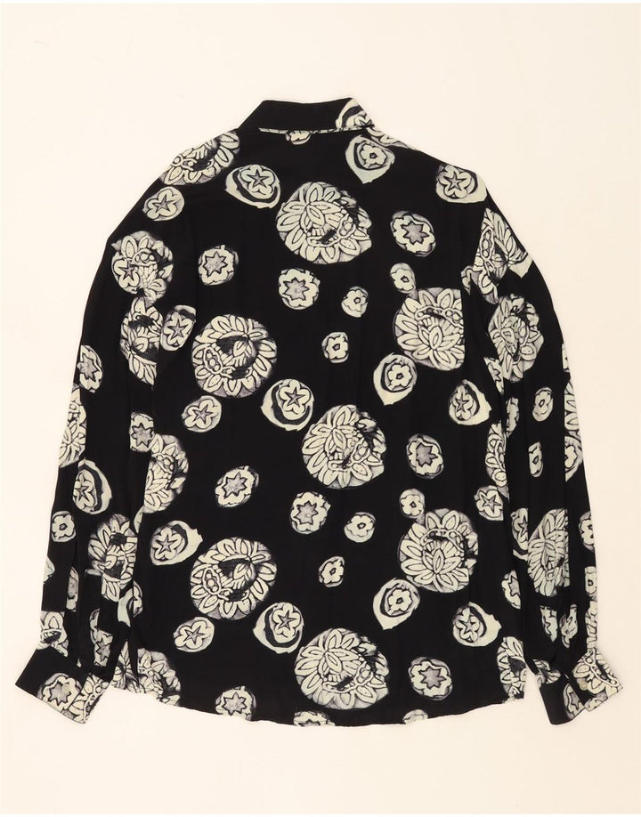 Ανδρικό πουκάμισο VINTAGE Μεγάλο μαύρο φλοράλ βισκόζη