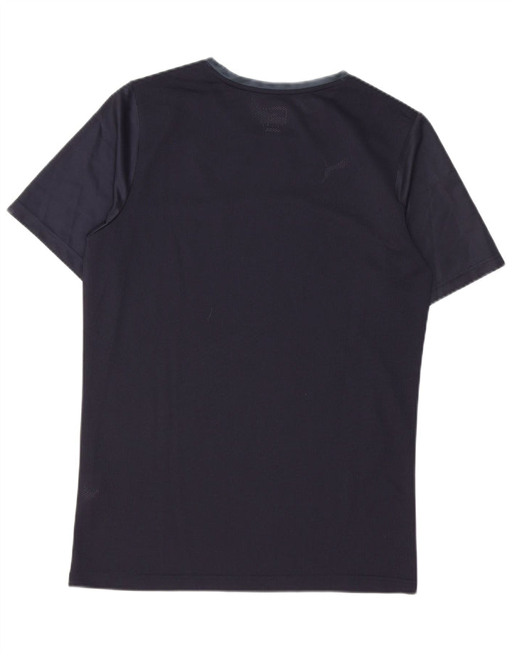 PUMA Mens T-Shirt Top Medium Navy Blue Colourblock Polyester