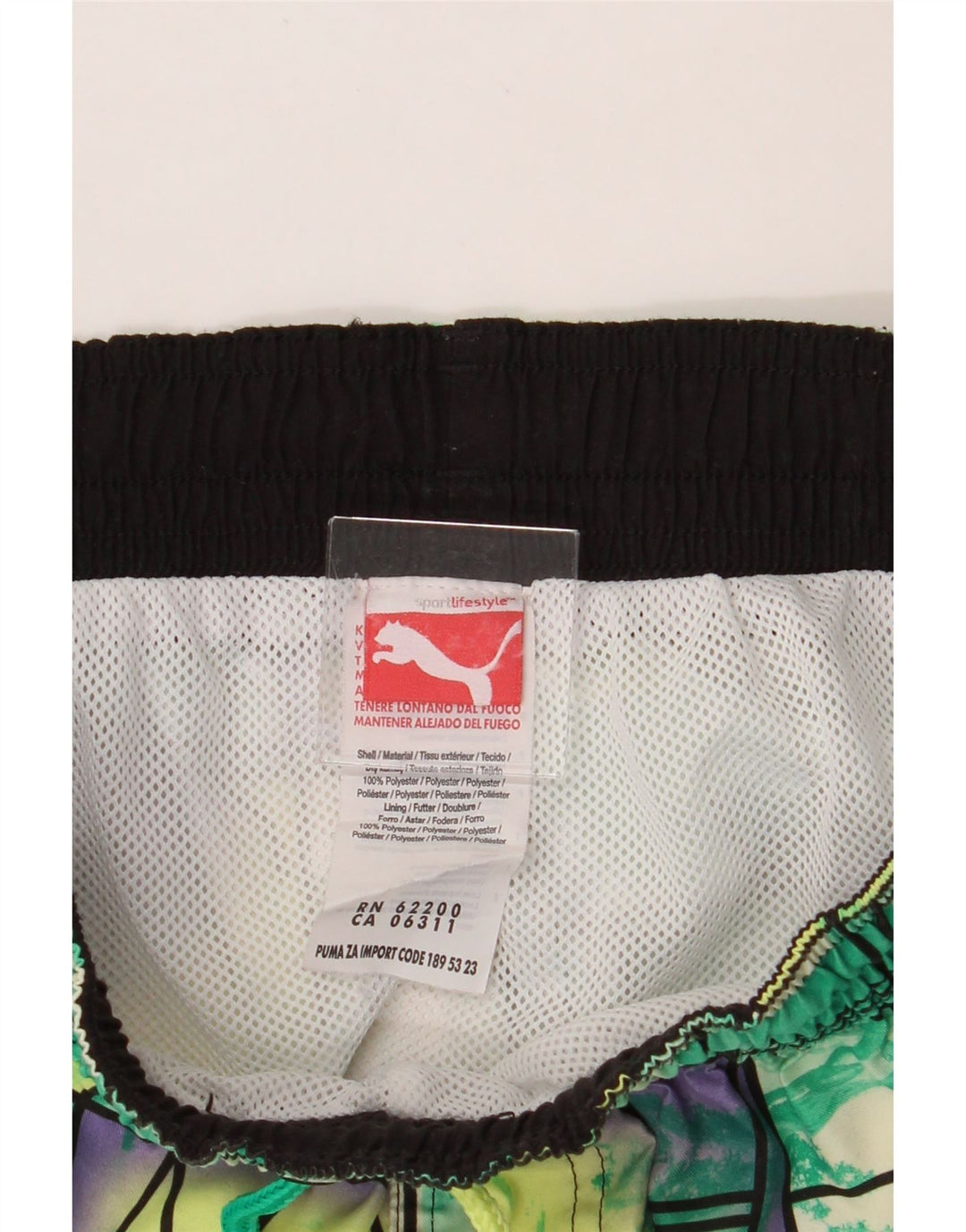 PUMA Mens Graphic Swimming Shorts Small  Green Geometric Polyester Vintage Puma and Second-Hand Puma from Messina Hembry 