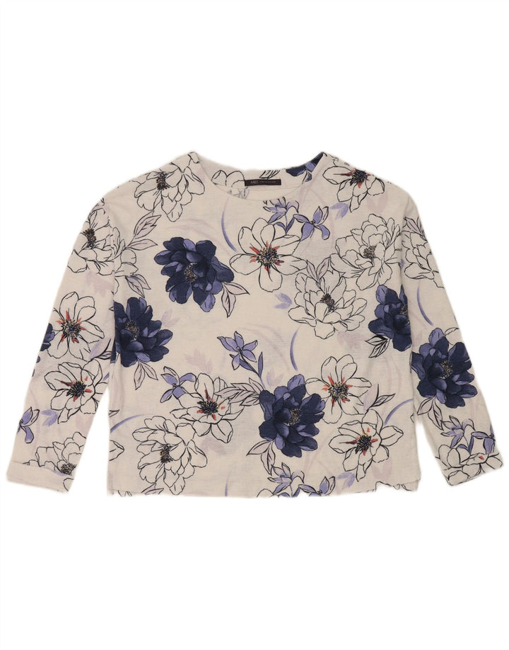 Marks & Spencer Γυναικείο υπερμεγέθη μακρυμάνικο UK 8 Small White Floral