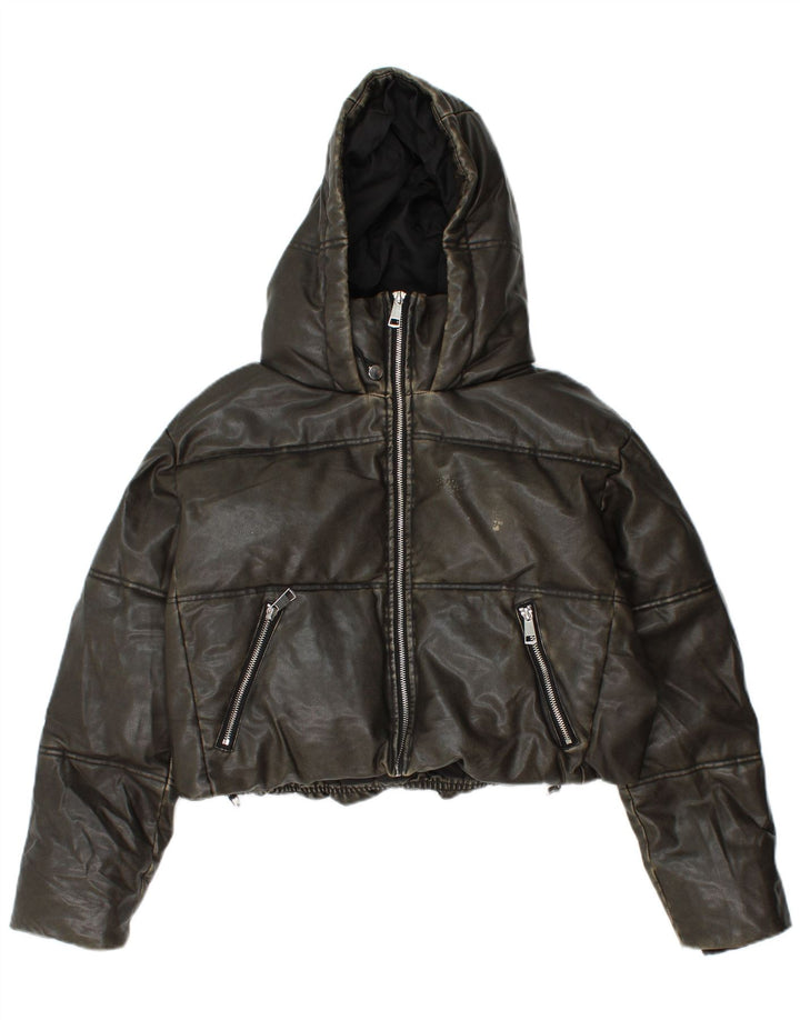 ZARA Γυναικείο μπουφάν 10 Small Khaki με κουκούλα ZARA