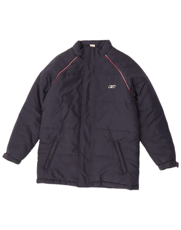 Reebok Boys Graphic Hooded Jacket 13-14 Years XL Navy Blue Polyester