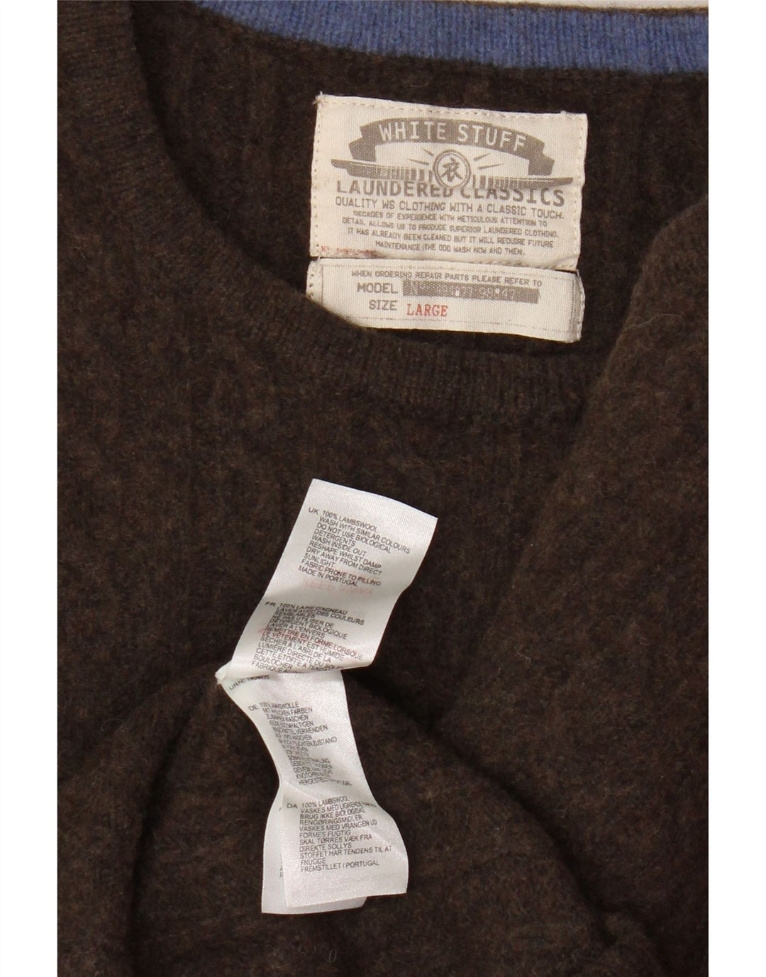White Stuff Γυναικείο πουλόβερ με λαιμόκοψη UK 16 Large Brown Lambswool