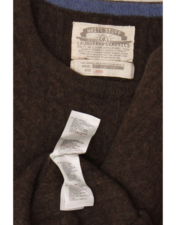 White Stuff Γυναικείο πουλόβερ με λαιμόκοψη UK 16 Large Brown Lambswool