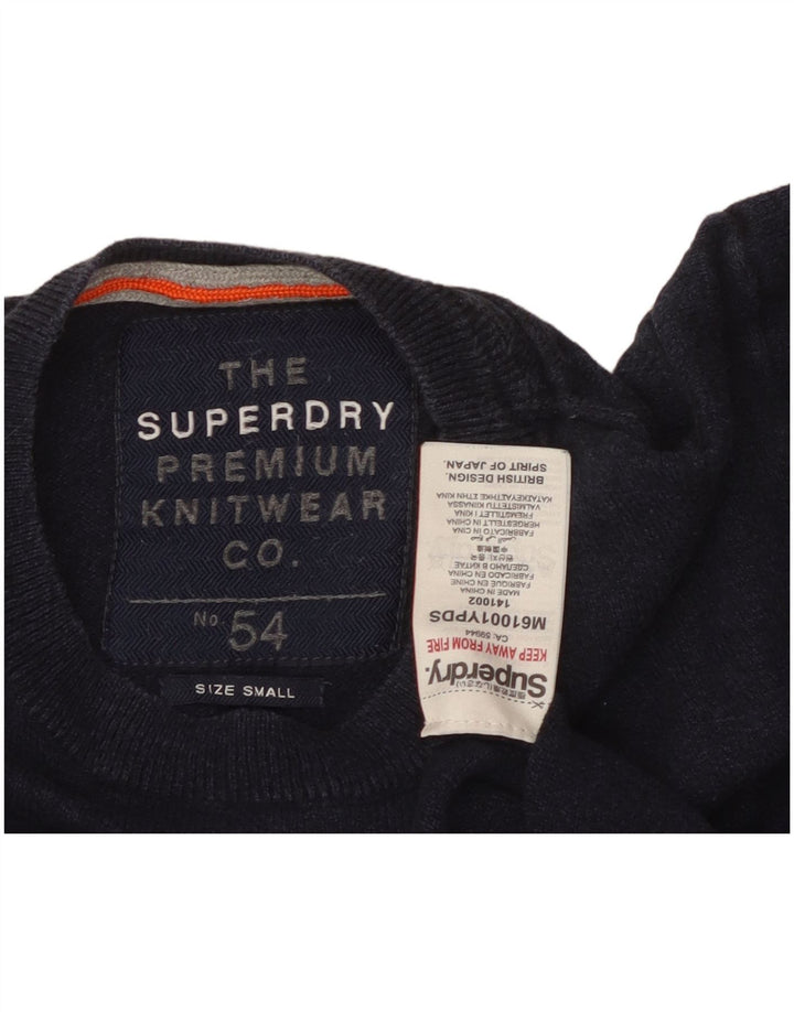 Ανδρικό πουλόβερ με λαιμόκοψη SUPERDRY Μικρό Βαμβακερό Navy Blue