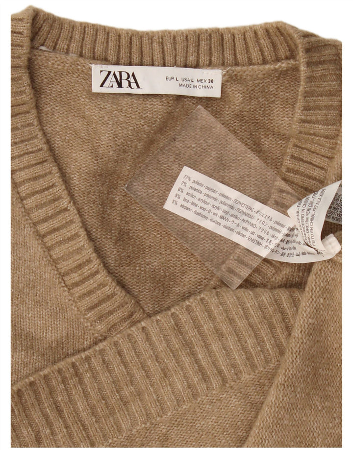 Zara Γυναικείο γιλέκο Crop Tank Top UK 16 Large Beige Polyester