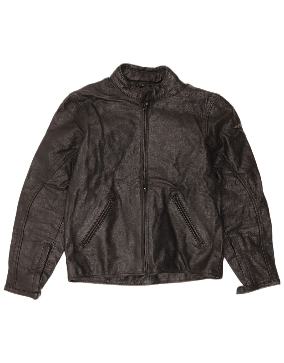 Vintage Γυναικείο Δερμάτινο Σακάκι Racer UK 16 Large Μαύρο