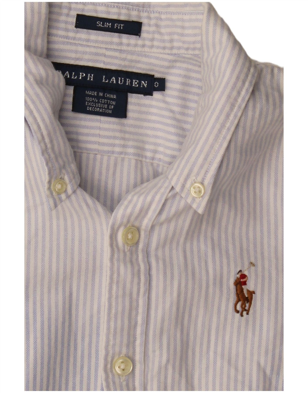 RALPH LAUREN Γυναικείο Slim Fit πουκάμισο US 0 XS Μπλε ριγέ βαμβακερό