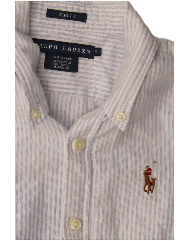 RALPH LAUREN Γυναικείο Slim Fit πουκάμισο US 0 XS Μπλε ριγέ βαμβακερό