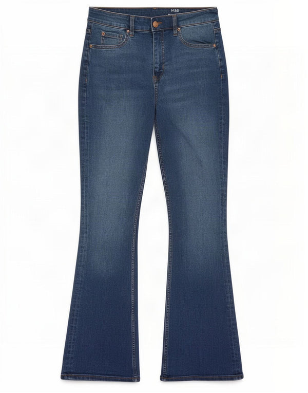 Marks & Spencer Γυναικεία Eva Bootcut Jeans UK 12 Medium W30 L30 Blue Cotton