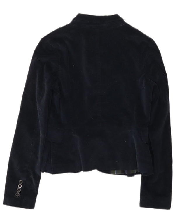 Gant Womens 3 Button Velvet Blazer Jacket UK 10 Small Navy Blue Cotton
