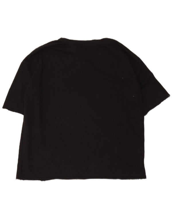 Zara Γυναικείο Trafaluc T-Shirt Oversized γραφικό Top UK 14 Medium Black