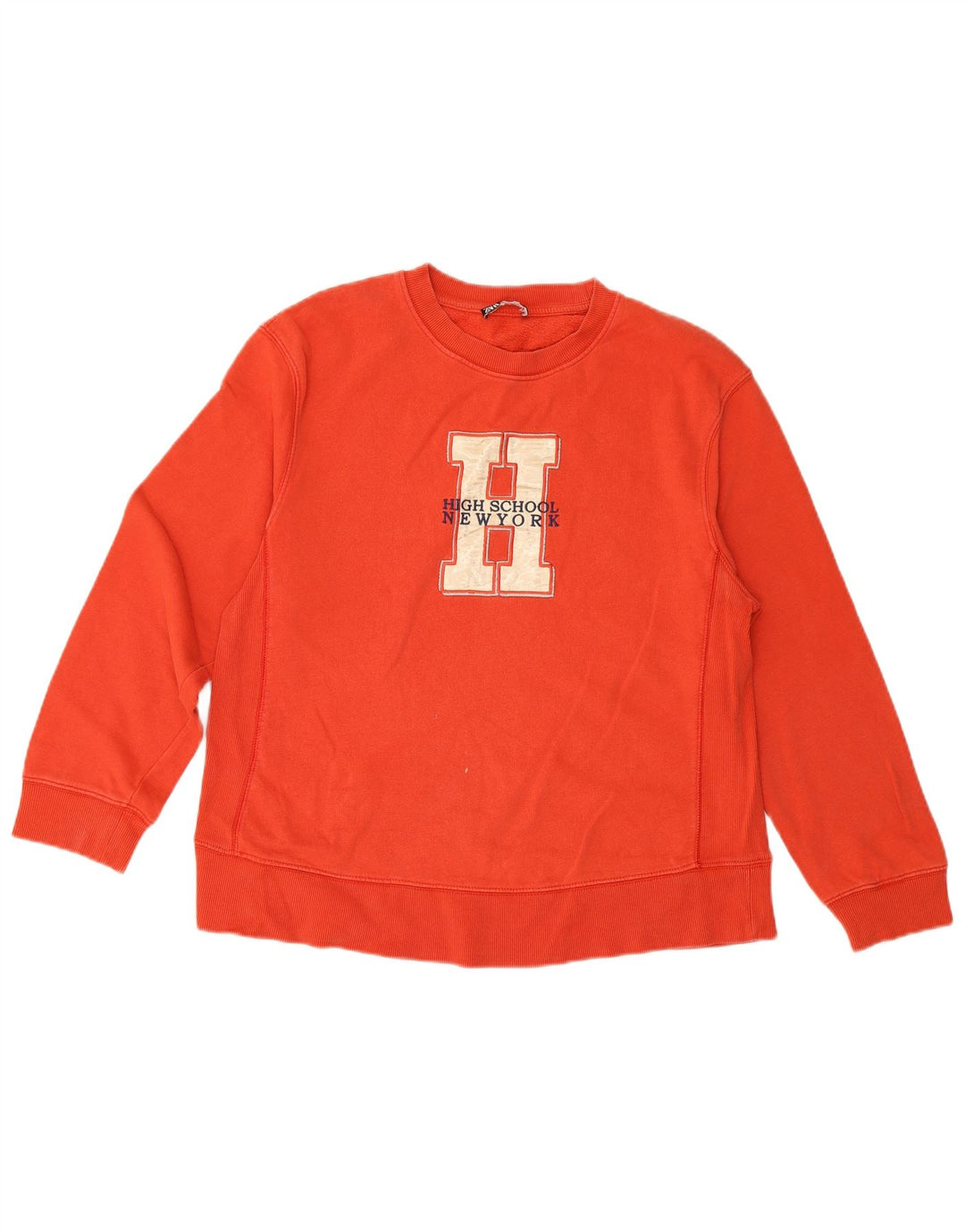 Zara Γυναικείο Φούτερ γραφικό Jumper UK 14 Μεσαίο κόκκινο βαμβακερό