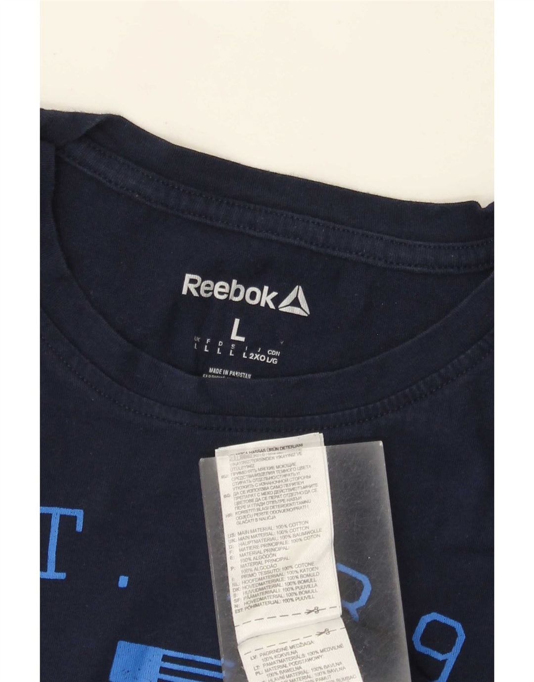 Ανδρικό γραφικό T-Shirt Reebok Top Large Navy Blue από βαμβάκι