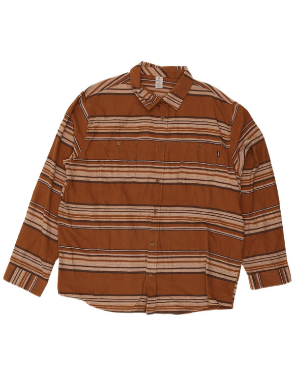 Ανδρικό φανελένιο πουκάμισο Hurley 2XL καφέ ριγέ