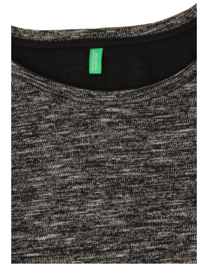 Benetton Γυναικείο Longline T-Shirt Top UK 14 Medium Black Flecked