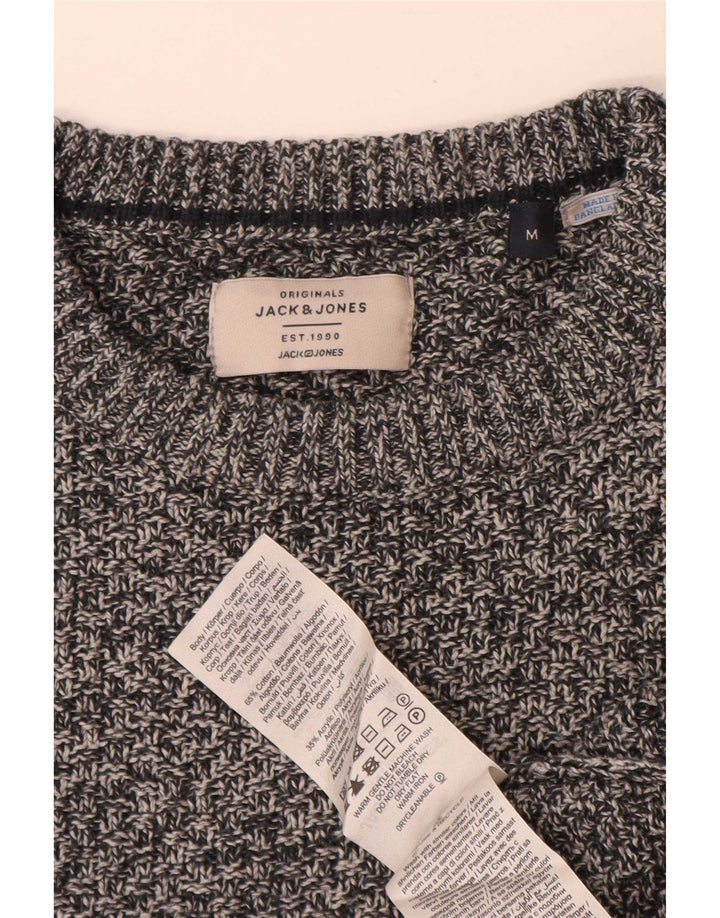 Jack & Jones Ανδρικό πουλόβερ με λαιμόκοψη μεσαίου γκρι βαμβακερό