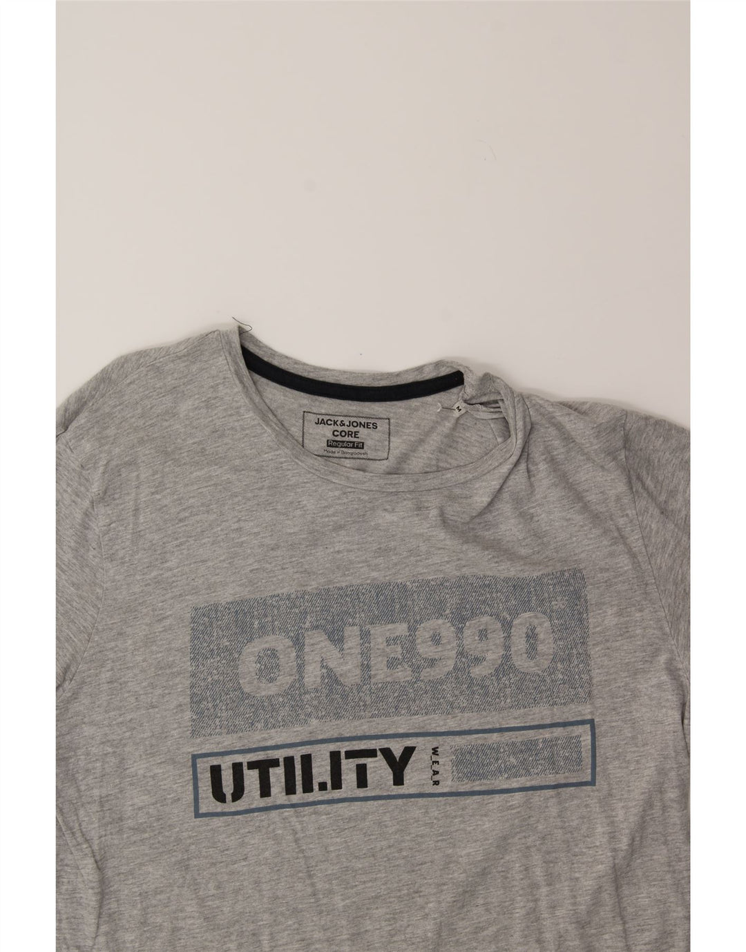 JACK & JONES Mens Core Regular Fit Graphic T-Shirt Top Medium Grey Cotton Vintage Jack & Jones and Second-Hand Jack & Jones from Messina Hembry 