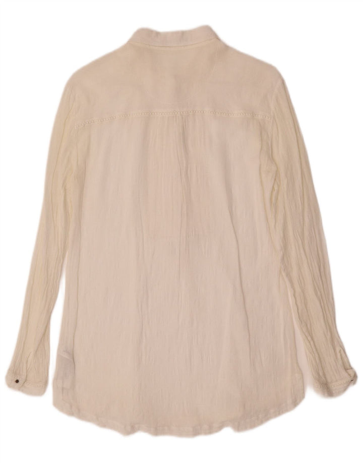 MASSIMO DUTTI Womens Pullover Shirt UK 12 Medium Off White Cotton