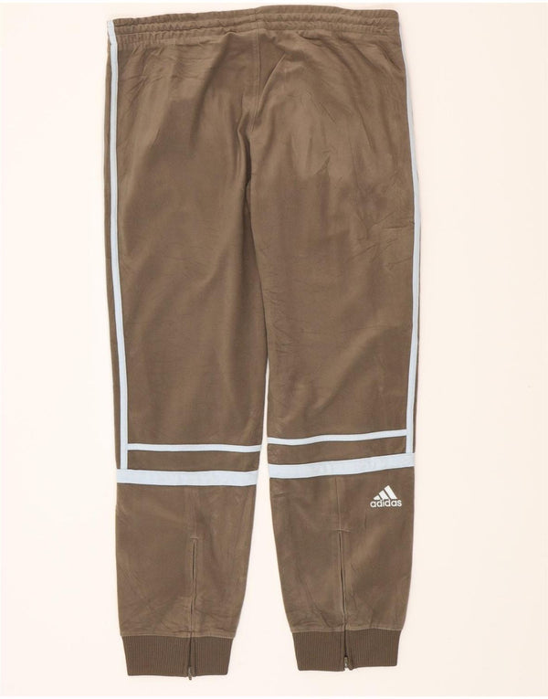 ADIDAS Womens Fleece Tracksuit Trousers Joggers UK 14 Large  Khaki