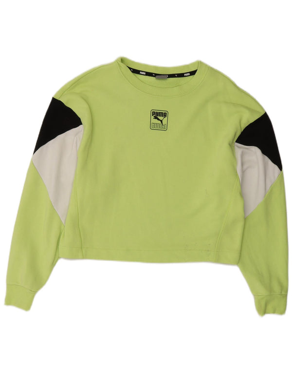 Γυναικεία φούτερ Puma Crop Jumper UK 10 Small Green Colourblock Βαμβακερό