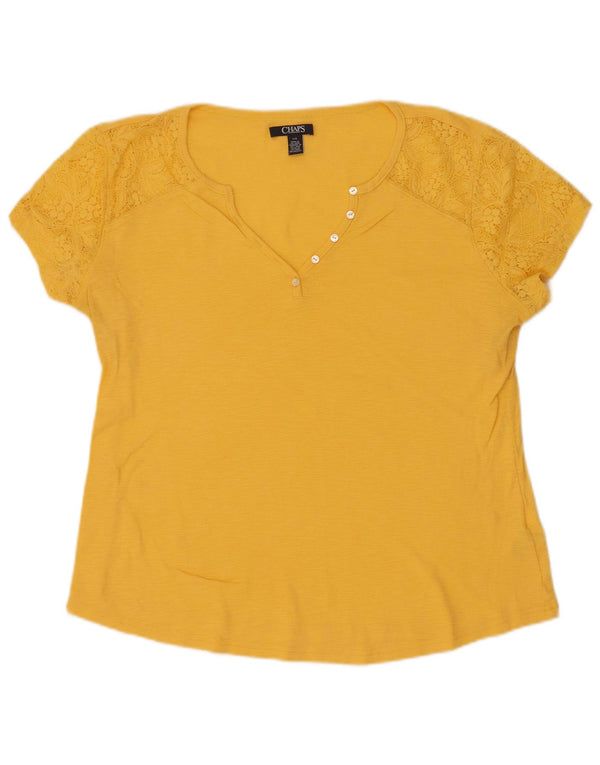 Chaps Γυναικείο T-Shirt Top UK 16 Large Yellow Floral Nylon