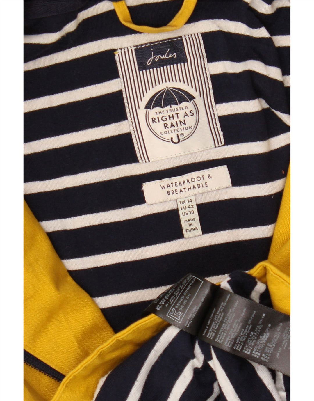 JOULES Γυναικείο Αδιάβροχο με κουκούλα UK 14 Μεγάλος κίτρινος πολυεστέρας