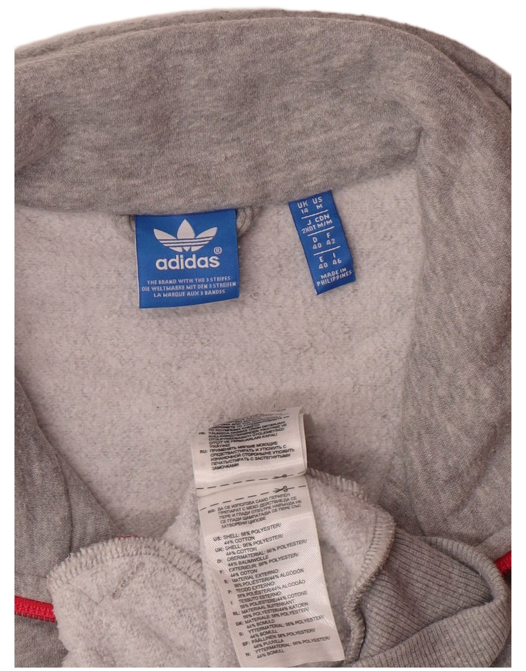Γυναικεία αθλητική φόρμα γραφικών ADIDAS Top Jacket UK 14 Medium Grey Polyester