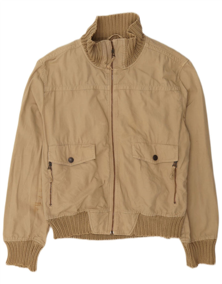 Zara Ανδρικό Bomber Jacket UK 42 XL Beige Cotton