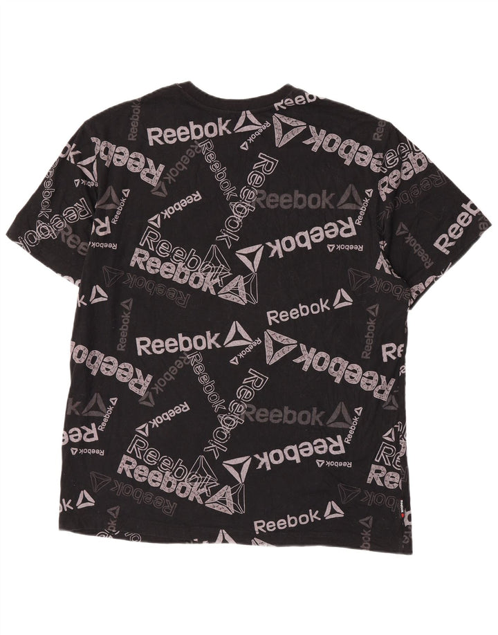 Ανδρικό γραφικό T-Shirt Reebok Top μεγάλο μαύρο βαμβακερό