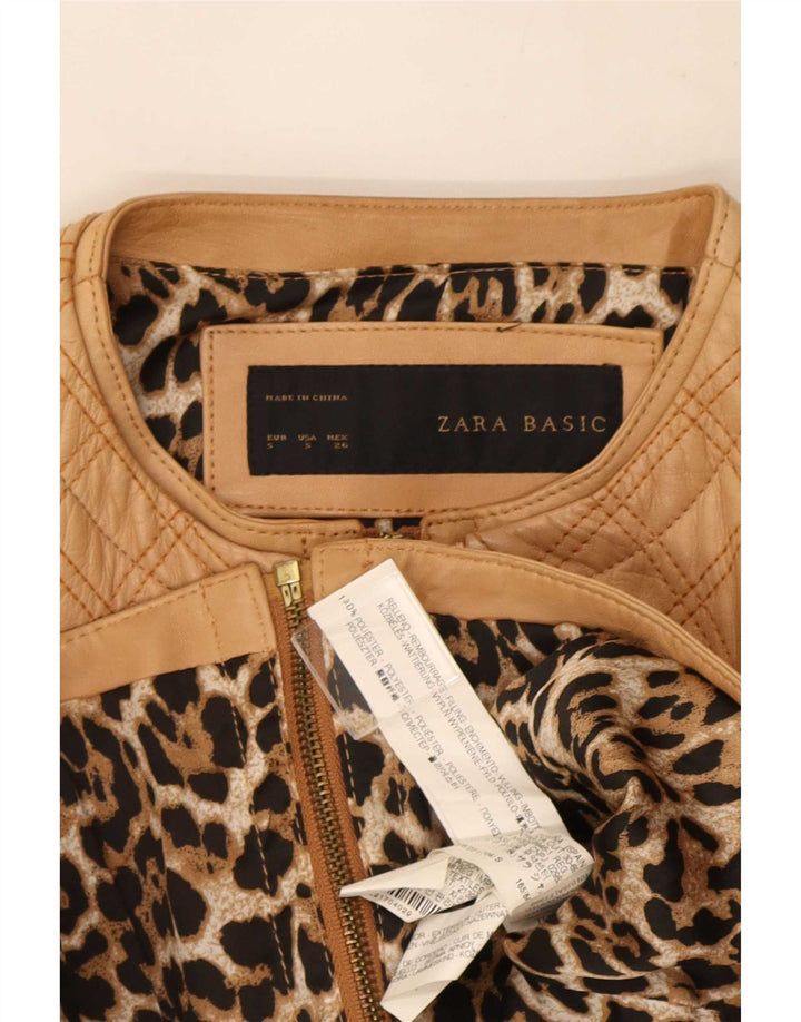 Zara γυναικείο δερμάτινο καπιτονέ μπουφάν Zara 8 Small Beige Polyester