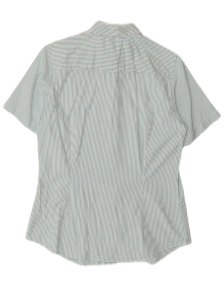 Γυναικείο κοντομάνικο πουκάμισο GANT UK 12 μεσαίο μπλε βαμβακερό ριγέ